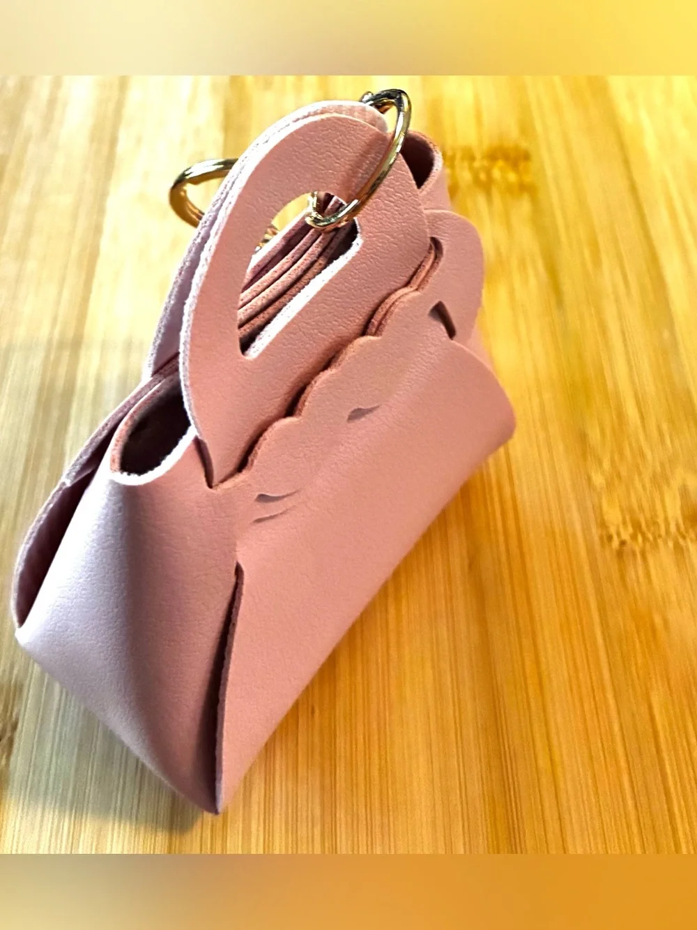 Mint Pink Mini Handbag Keychain with Gold Hardware